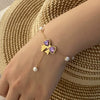Fashion Pearl Bow Stainless Steel Necklace Suit With Snake Bone Chain And Electroplating Design