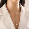 Fashion Pearl Double Chain Temperament Stainless Steel Clavicle Necklace With Blade Chain And Electroplating