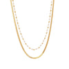 Fashion Pearl Double Chain Temperament Stainless Steel Clavicle Necklace With Blade Chain And Electroplating