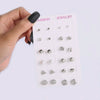 Fashion Pearl Flash Diamond Zircon Earrings Electroplated Geometric Alloy Ear Studs 12 Pairs Combination Suit Wholesale