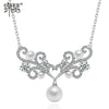 Fashion Pearl Pendant Necklace With Geometric Copper Design And Clavicle Chain For Women