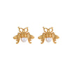 Fashion Pearl Series Stainless Steel Women's Earrings With Insect And Geometric Patterns Electroplated 18K Gold Retro Design