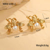Fashion Pearl Series Stainless Steel Women's Earrings With Insect And Geometric Patterns Electroplated 18K Gold Retro Design