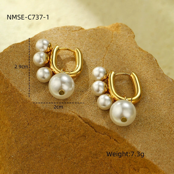 Fashion Pearl Titanium Steel Electroplated Ushaped Women's Earrings