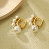 Fashion Pearl Titanium Steel Electroplated Ushaped Women's Earrings