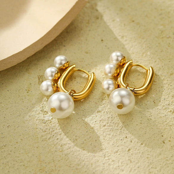 Fashion Pearl Titanium Steel Electroplated Ushaped Women's Earrings