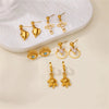 Fashion Pearl Zircon Titanium Steel Geometric Earrings 18K Gold Plated Electroplated For Women