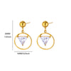 Fashion Pearl Zircon Titanium Steel Geometric Earrings 18K Gold Plated Electroplated For Women