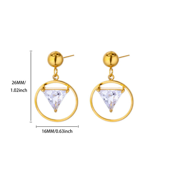 Fashion Pearl Zircon Titanium Steel Geometric Earrings 18K Gold Plated Electroplated For Women