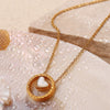 Fashion Pendant Necklace 316L Stainless Steel Plated Freshwater Shell Round Women