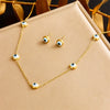 Fashion Personality Blue Eyes Accessories Set Stainless Steel Electroplated Necklace Earrings Bracelet