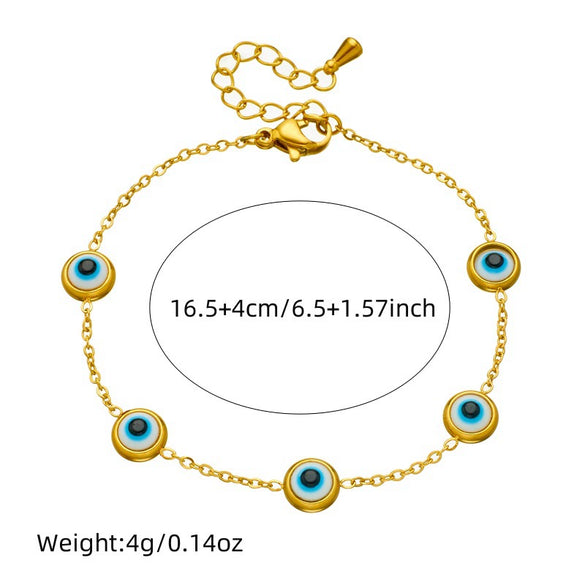 Fashion Personality Blue Eyes Accessories Set Stainless Steel Electroplated Necklace Earrings Bracelet