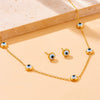 Fashion Personality Blue Eyes Accessories Set Stainless Steel Electroplated Necklace Earrings Bracelet