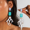 Fashion Personality Bohemian Turquoise Acrylic Geometric Handmade Pendant Earrings For Women