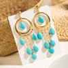 Fashion Personality Bohemian Turquoise Acrylic Geometric Handmade Pendant Earrings For Women