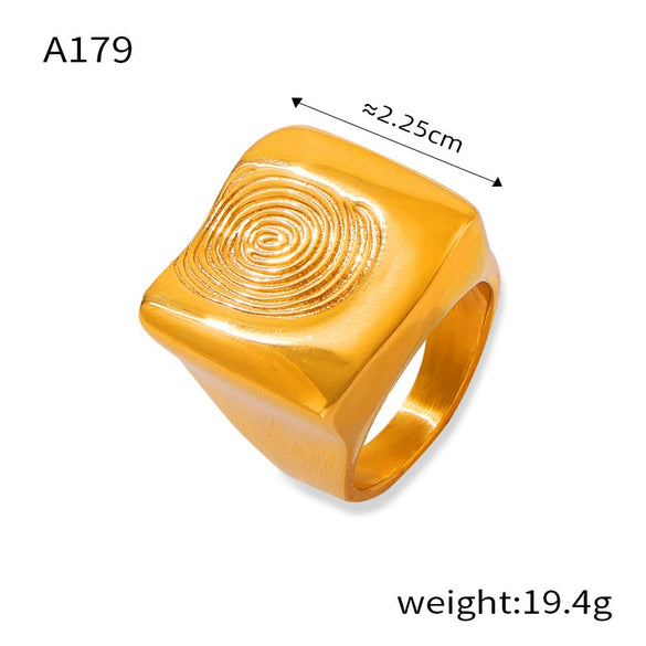 Fashion Personality Design 316L Stainless Steel Gold Plated Irregular Fingerprint Geometric Ring For Women Jewelry