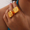 Fashion Personality Design 316L Stainless Steel Gold Plated Irregular Fingerprint Geometric Ring For Women Jewelry