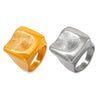 Fashion Personality Design 316L Stainless Steel Gold Plated Irregular Fingerprint Geometric Ring For Women Jewelry