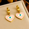 Fashion Personality Drop Oil Pink Love Eyes Blue Pine Stone Pendant Stainless Steel Necklace Earrings Bracelet Suit With Electroplating Love Water Drops Bells Pattern