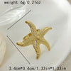 Fashion Personality Exaggerated Retro Starfish Stainless Steel Adjustable Open Ring With Electroplating