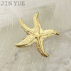 Fashion Personality Exaggerated Retro Starfish Stainless Steel Adjustable Open Ring With Electroplating