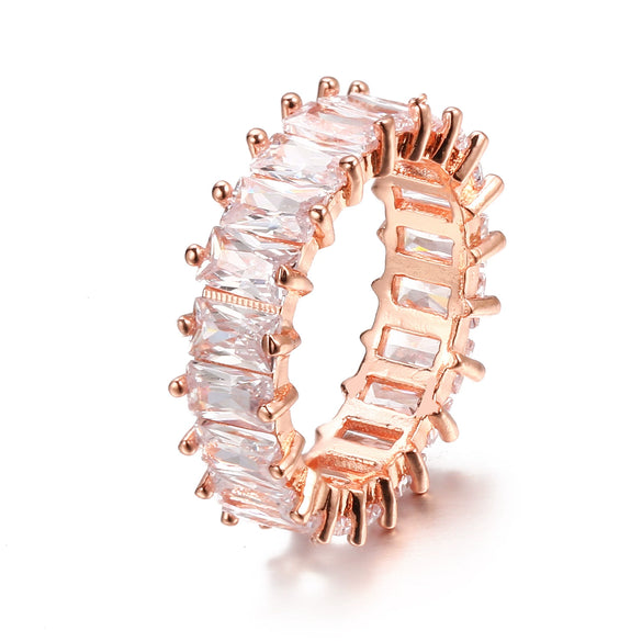 Fashion Personality Full Diamond Zircon Ring For Women Made Of Zircon And Environmentally Friendly Copper With Flower Shape All Match Jewelry