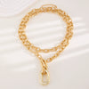 Fashion Personality Geometric Alloy Buckle Collar Necklace For Women With Electroplating Treatment