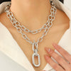 Fashion Personality Geometric Alloy Buckle Collar Necklace For Women With Electroplating Treatment