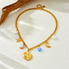 Fashion Personality Minimalist Stainless Steel Goldplated Star Figure Pendant Clavicle Necklace For Women