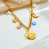 Fashion Personality Minimalist Stainless Steel Goldplated Star Figure Pendant Clavicle Necklace For Women