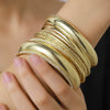 Fashion Personality Multi Layer Diamond Iron Alloy Geometric Electroplated Bracelet Set