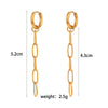 Fashion Personality Simple Popular Stainless Steel Earrings 18K Gold Plated With Geometric Long Pclip Chain And Gold Inlaid Design