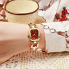Fashion Personality Square Hollow Alloy Band Quartz Watch For Women