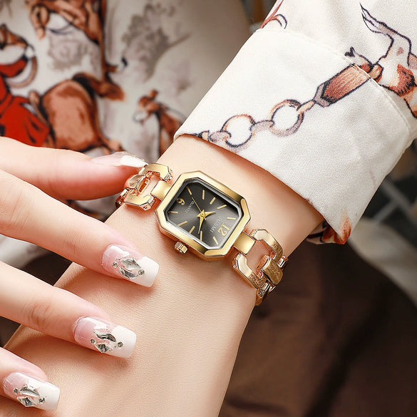 Fashion Personality Square Hollow Alloy Band Quartz Watch For Women