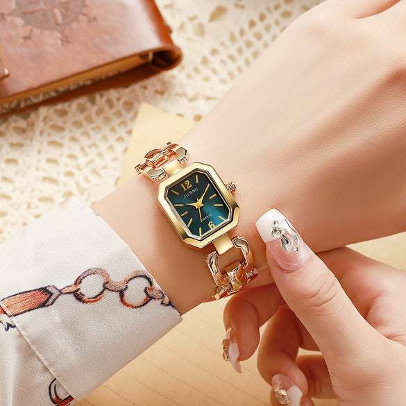 Fashion Personality Square Hollow Alloy Band Quartz Watch For Women