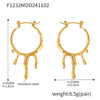 Fashion Personality 316L Stainless Steel 18K Gold Plated Liquid Earrings With Geometric Shape And Electroplating Treatment