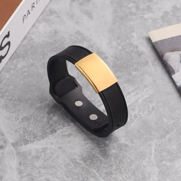 Fashion Personalized Casual Plastic Bracelet Trendy Engraving Adjustable Jewelry Stainless Steel Men'S Bracelet