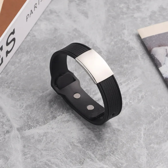 Fashion Personalized Casual Plastic Bracelet Trendy Engraving Adjustable Jewelry Stainless Steel Men'S Bracelet