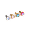 Fashion Piercing Jewelry Heart Moonstone Metal Ear Nail With Geometric Design And Electroplating
