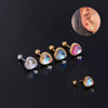 Fashion Piercing Jewelry Heart Moonstone Metal Ear Nail With Geometric Design And Electroplating