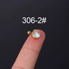 Fashion Piercing Jewelry Heart Moonstone Metal Ear Nail With Geometric Design And Electroplating