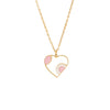 Fashion Pink Love Flower Heart Shape Butterfly Pendant Stainless Steel Necklace