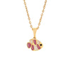 Fashion Pink Love Flower Heart Shape Butterfly Pendant Stainless Steel Necklace