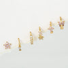 Fashion Pink Zircon Earrings Set Copper Material With Flower Pattern