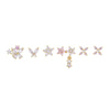 Fashion Pink Zircon Earrings Set Copper Material With Flower Pattern