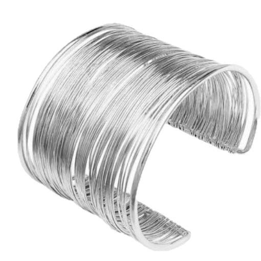 Fashion Punk Geometric Wire Wrapped Open Cuff Bracelet With Irregular Jade Design Wide Electroplated Iron Stacking Bangle