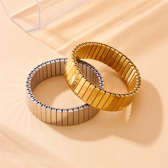 Fashion Punk Metal Retro Geometric Stainless Steel Gold Plated Bracelet