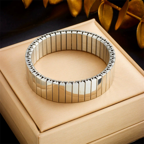 Fashion Punk Metal Retro Geometric Stainless Steel Gold Plated Bracelet