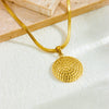 Fashion Punk Personality Spiral Disc Gold Plated Snake Bone Chain Stainless Steel Necklace With Geometric Pattern