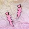 Fashion Punk Style Acrylic Earrings For Women With Pink Lightning Love Design